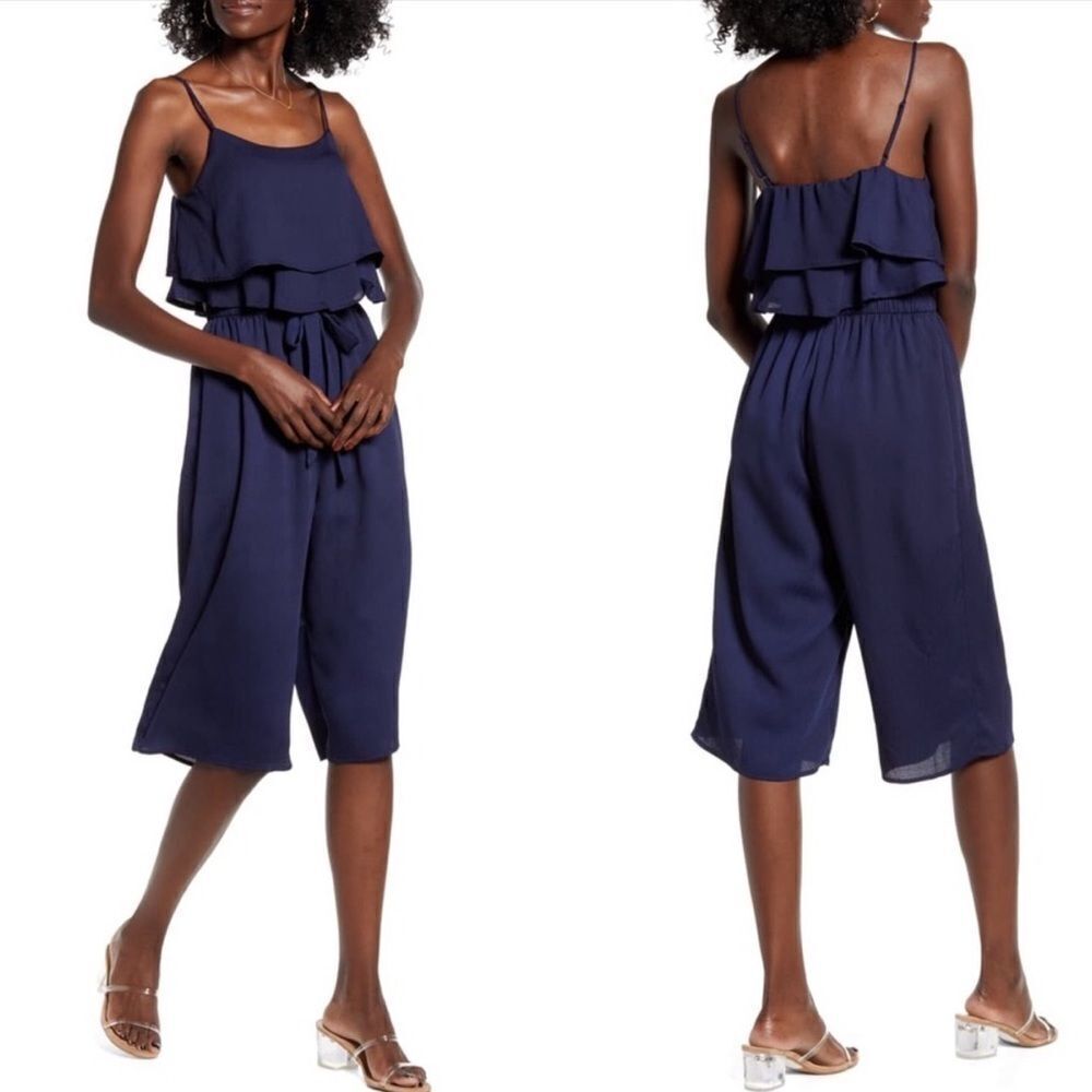 One Clothing Ruffle Sleeveless Crop Jumpsuit